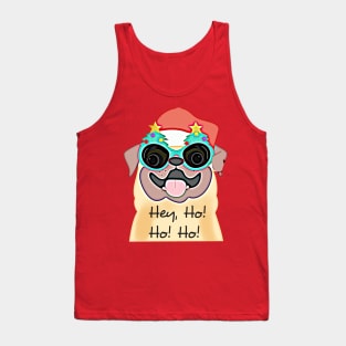 Hey, Ho, Ho, Ho! (pug Santa hat) Tank Top